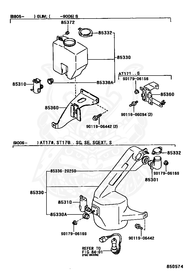 Toyota - Bush, Windshield Washer Jar